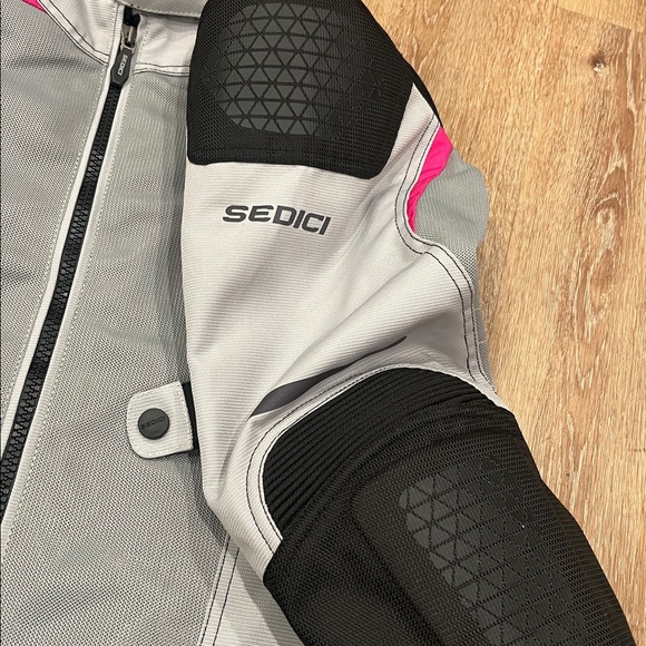 Women's Gray and Pink Sedici Motorcycle Jacket - Picture 2 of 6